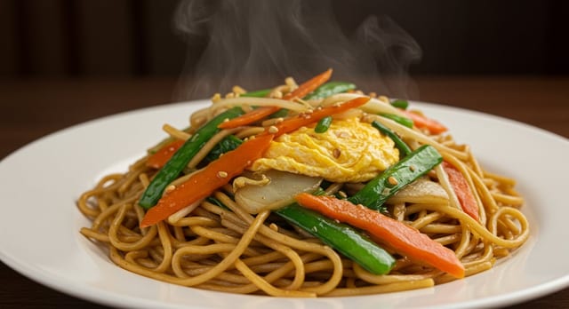 Egg Hakka Noodles.