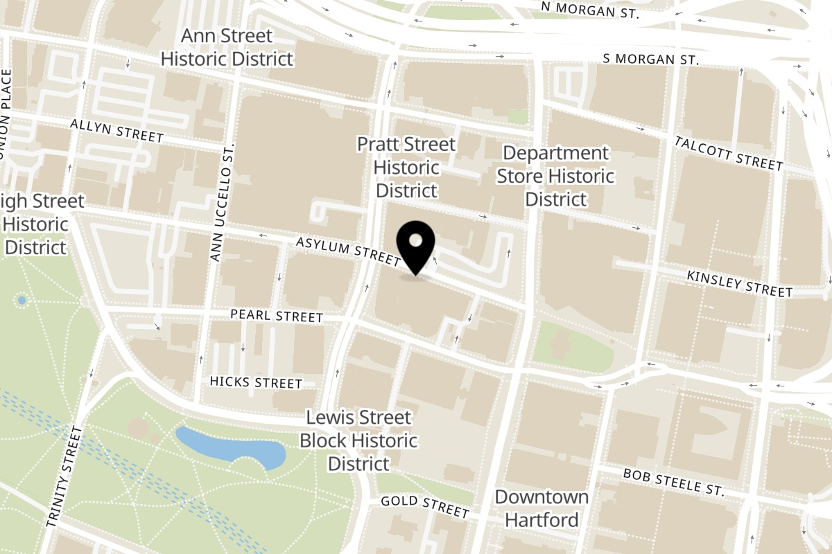 Map showing the location of Spice Venue Hartford on 81 Asylum St in Hartford